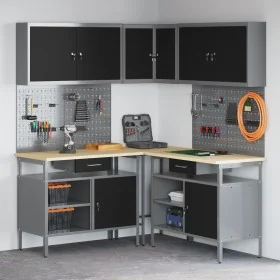 Juego de Mesa para Guardar Herramientas de 10 Piezas Negro de Madera y Metal de , Mesas de trabajo - Ref: Foro24-3321518, Pre...