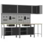 10-teiliges Werkzeug-Aufbewahrungstisch-Set aus schwarzem Holz und Metall von , Arbeitstische - Ref: Foro24-3321518, Preis: 7...