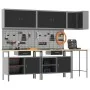 10-teiliges Werkzeug-Aufbewahrungstisch-Set aus schwarzem Holz und Metall von , Arbeitstische - Ref: Foro24-3321518, Preis: 7...