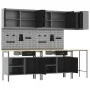 10-teiliges Werkzeug-Aufbewahrungstisch-Set aus schwarzem Holz und Metall von , Arbeitstische - Ref: Foro24-3321518, Preis: 7...
