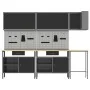 10-teiliges Werkzeug-Aufbewahrungstisch-Set aus schwarzem Holz und Metall von , Arbeitstische - Ref: Foro24-3321518, Preis: 7...