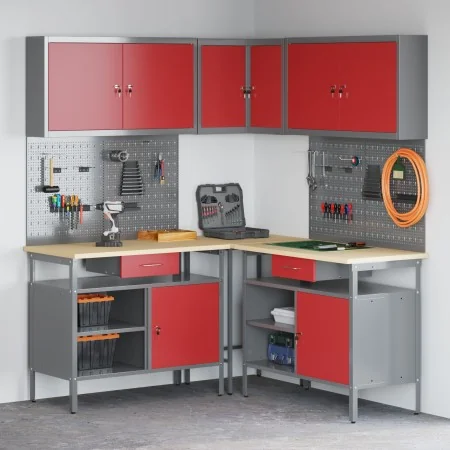 10-piece tool table set in red, made of engineered wood and metal | Foro24.es | Tu tienda online para hogar, jardín y más Foro24.es
