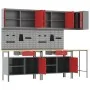 Conjunto de mesa para herramientas de 10 piezas en rojo, de madera de ingeniería y metal de , Mesas de trabajo - Ref: Foro24-...