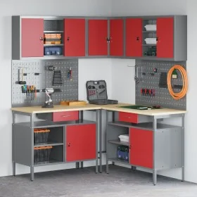 10-Piece Tool Storage Set - Red Wood and Metal