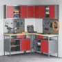 Juego de Almacenamiento de Herramientas de 10 Piezas - Mesa Roja de Madera y Metal de , Mesas de trabajo - Ref: Foro24-332152...