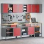 Juego de Almacenamiento de Herramientas de 10 Piezas - Mesa Roja de Madera y Metal de , Mesas de trabajo - Ref: Foro24-332152...