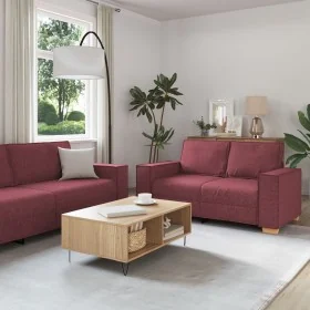 3-piece sofa set with wine red cushions