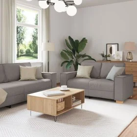 3-Piece Sofa Set with Taupe Fabric Cushions