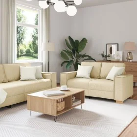 3-piece sofa set with cream fabric cushions