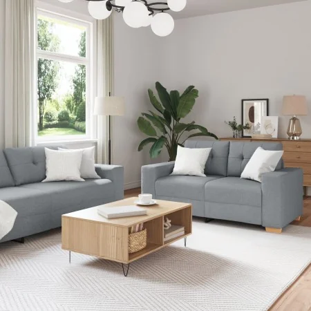 3-Piece Sofa Set with Light Grey Fabric Cushions | Foro24.es | Tu tienda online para hogar, jardín y más Foro24.es