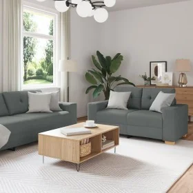 3-Piece Sofa Set with Dark Grey Fabric Cushions