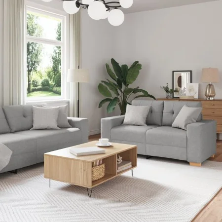 3-Piece Sofa Set with Cloud Grey Fabric Cushions | Foro24.es | Tu tienda online para hogar, jardín y más Foro24.es