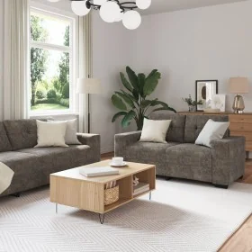 3-Piece Sofa Set with Dark Grey Faux Leather