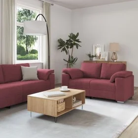 3-piece sofa set with cushions in burgundy