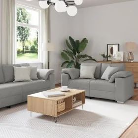 3-Piece Sofa Set with Cloud Grey Fabric Cushions