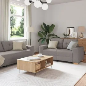 2-Piece Sofa Set with Dark Green Fabric Cushions