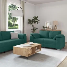 2-piece sofa set with cushions in dark green