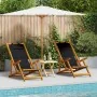 Folding beach chairs 2 pcs Black Solid Acacia and Textilene wood by , Garden chairs - Ref: Foro24-3325140, Price: 163,14 €, D...