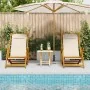 Klappbare Strandkörbe 2 Stück Creme Akazienholz und Textilene von , Gartenstühle - Ref: Foro24-3325141, Preis: 162,25 €, Raba...