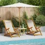 Folding beach chairs 2 units Light Gray Solid Acacia and Textilene Wood by , Garden chairs - Ref: Foro24-3325142, Price: 162,...