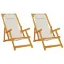 Folding beach chairs 2 units Light Gray Solid Acacia and Textilene Wood by , Garden chairs - Ref: Foro24-3325142, Price: 162,...