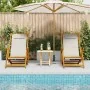 Folding beach chairs 2 units Light Gray Solid Acacia and Textilene Wood by , Garden chairs - Ref: Foro24-3325142, Price: 162,...