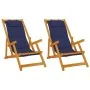 Klappbare Strandstühle 2 Stück Blau Massives Akazienholz und Textilene von , Gartenstühle - Ref: Foro24-3325143, Preis: 162,0...