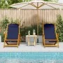 Klappbare Strandstühle 2 Stück Blau Massives Akazienholz und Textilene von , Gartenstühle - Ref: Foro24-3325143, Preis: 162,0...