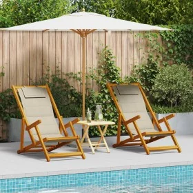 Folding beach chairs 2 pcs Taupe made of Acacia