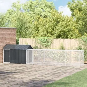 Aviary for birds with extension Anthracite 112x619x141 cm Steel by , Feet and bird cages - Ref: Foro24-3325149, Price: 501,61...