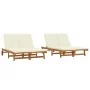 Double chaise longue with wheels and cushion made of solid acacia wood | Foro24.es | Tu tienda online para hogar, jardín y más Foro24.es