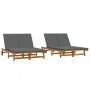 Doppel-Sonnensofa mit Rädern und Kissen aus Akazienholz von , Liegen - Ref: Foro24-3325189, Preis: 417,63 €, Rabatt: %