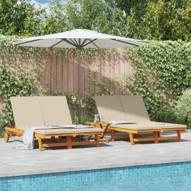 Double sun lounger with wheels and acacia wood cushion by , Loungers - Ref: Foro24-3325190, Price: 418,45 €, Discount: %