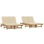 Double sun lounger with wheels and acacia wood cushion by , Loungers - Ref: Foro24-3325190, Price: 418,45 €, Discount: %