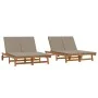 Sillón doble de sol con ruedas y cojín de madera maciza de acacia de , Tumbonas - Ref: Foro24-3325191, Precio: 418,42 €, Desc...