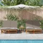 Sillón doble de sol con ruedas y cojín de madera maciza de acacia de , Tumbonas - Ref: Foro24-3325191, Precio: 418,42 €, Desc...