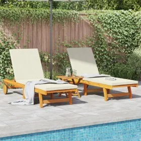 Sun armchairs 2 pcs with wheels and cushion made