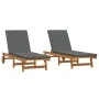 Beach Chairs 2 pcs with Wheels and Acacia Wood Cushion by , Loungers - Ref: Foro24-3325195, Price: 424,78 €, Discount: %