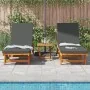 Beach Chairs 2 pcs with Wheels and Acacia Wood Cushion by , Loungers - Ref: Foro24-3325195, Price: 424,78 €, Discount: %