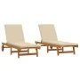 Sun loungers 2 pcs with wheels and cushion made of solid acacia wood by , Loungers - Ref: Foro24-3325196, Price: 424,78 €, Di...