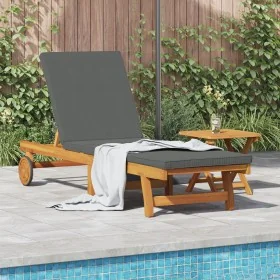 Beach chair with wheels, table and cushion made of solid acacia wood by , Loungers - Ref: Foro24-3325201, Price: 241,21 €, Di...