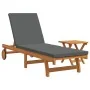 Beach chair with wheels, table and cushion made of solid acacia wood by , Loungers - Ref: Foro24-3325201, Price: 241,21 €, Di...