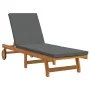 Beach chair with wheels, table and cushion made of solid acacia wood by , Loungers - Ref: Foro24-3325201, Price: 241,21 €, Di...