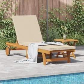 Rolling sun lounger with table and cushion made