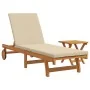 Rolling sun lounger with table and cushion made of solid acacia wood | Foro24.es | Tu tienda online para hogar, jardín y más Foro24.es