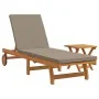 Sun Lounger with Wheels + Table and Cushion made of Acacia Wood by , Loungers - Ref: Foro24-3325203, Price: 241,21 €, Discoun...