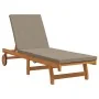 Sun Lounger with Wheels + Table and Cushion made of Acacia Wood by , Loungers - Ref: Foro24-3325203, Price: 241,21 €, Discoun...
