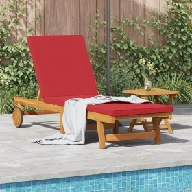 Sun sofa with wheels and table, acacia wood