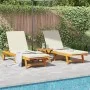 Tumbonas con ruedas 2 pcs con mesa y cojín de madera maciza de acacia de , Tumbonas - Ref: Foro24-3325206, Precio: 456,68 €, ...