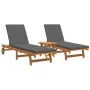 2 long chairs with wheels and table with acacia wood cushion by , Loungers - Ref: Foro24-3325207, Price: 451,81 €, Discount: %